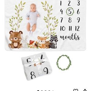 Baby Milestone Blanket with Woodland Animals